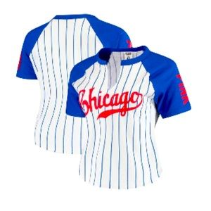 VS PINK CHICAGO CUBS BASEBALL CROP TOP SHIRT